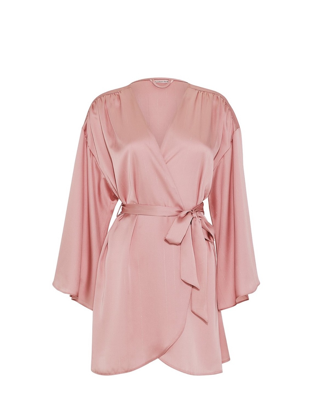 Victoria’s Secret Women's Pink Satin Wrap Robe with Tie Belt